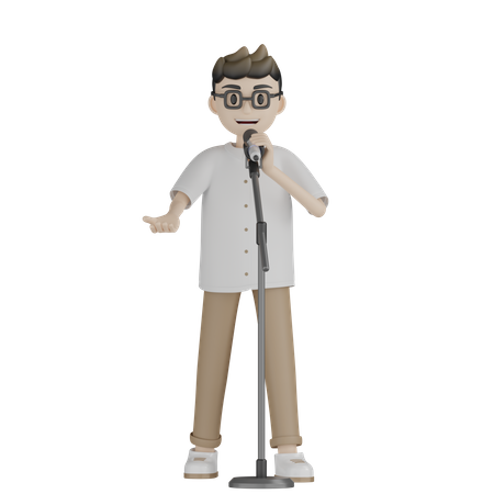 Happy Male Singer Singing Song  3D Icon