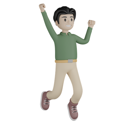 Happy man cheering  3D Illustration