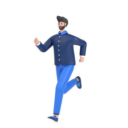 Happy Man doing running exercise  3D Illustration