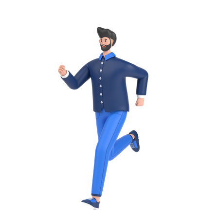 Happy Man doing running exercise 3D Illustration