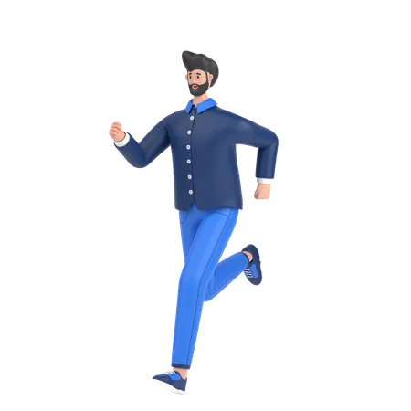 Happy Man doing running exercise  3D Illustration