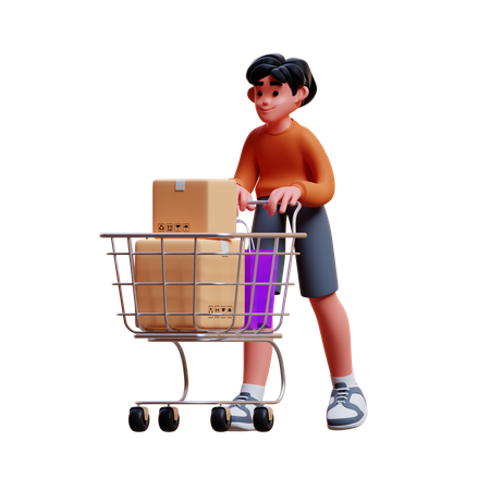 Happy man doing shopping  3D Illustration