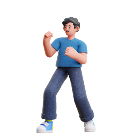 Happy man doing winning gesture  3D Icon