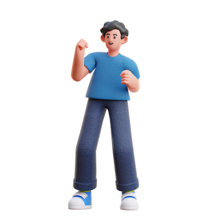 Happy man doing winning gesture  3D Icon