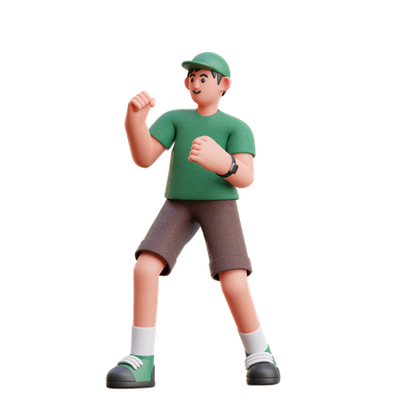 Happy man doing winning gesture  3D Illustration