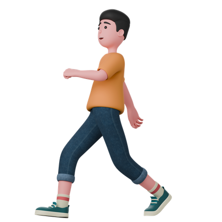 Happy Man Is Walking  3D Illustration