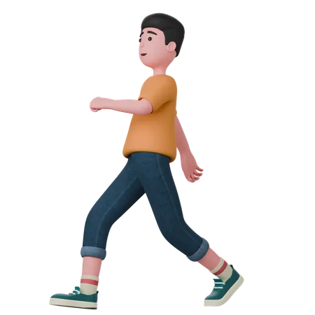 Happy Man Is Walking  3D Illustration