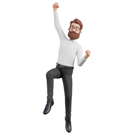 ジャンプする幸せな男  3D Illustration
