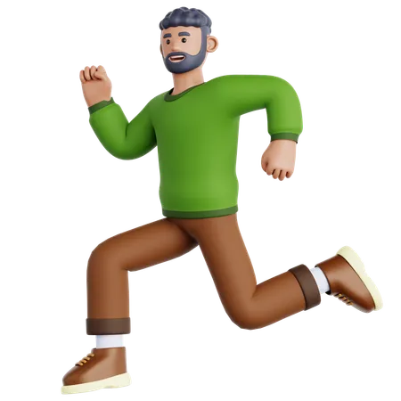 Happy Man Jumping  3D Icon