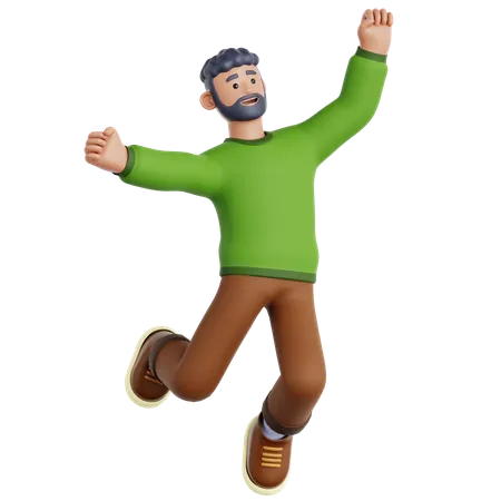 Happy Man Jumping  3D Icon