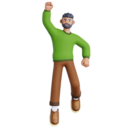 Happy Man Jumping  3D Icon