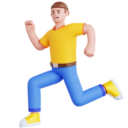 Happy Man Jumping  3D Icon