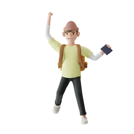 Happy Man jumping  3D Illustration