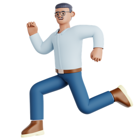 Happy Man Jumping  3D Illustration