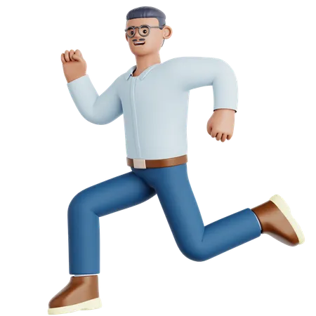 Happy Man Jumping  3D Illustration