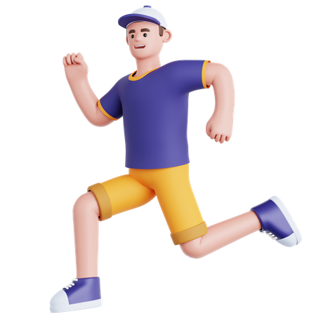 Happy Man Jumping  3D Illustration