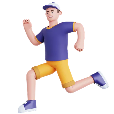 Happy Man Jumping  3D Illustration