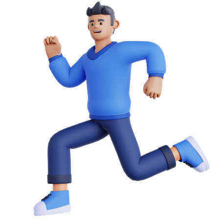 Happy Man Jumping  3D Illustration