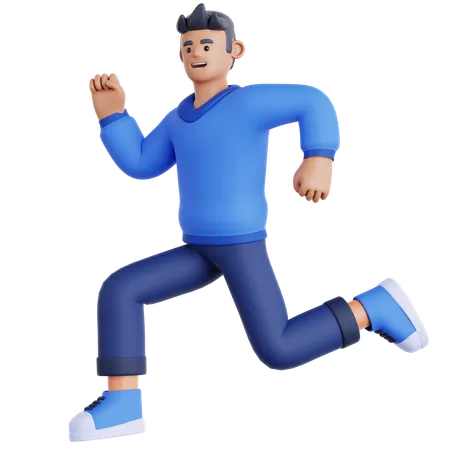 Happy Man Jumping  3D Illustration