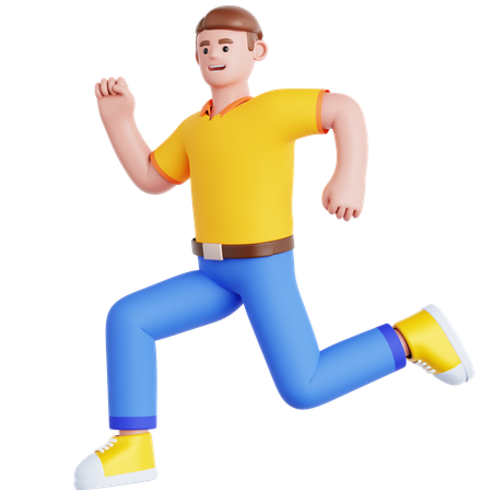 Happy Man Jumping  3D Illustration