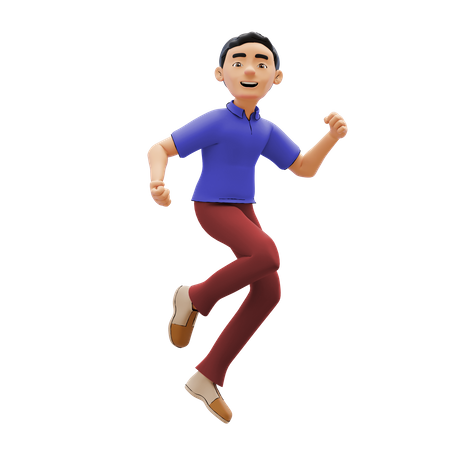 Happy man jumping 3D Illustration