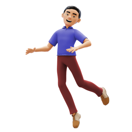 Happy man jumping in air  3D Icon