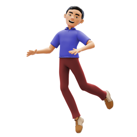 Happy man jumping in air  3D Illustration