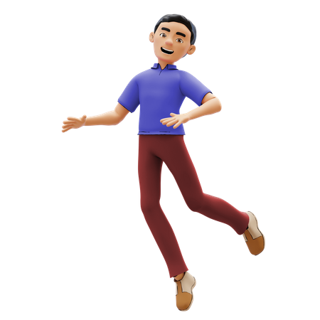 Happy man jumping in air 3D Illustration