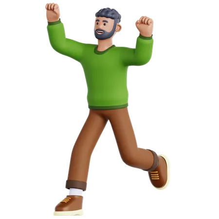 Happy Man Running  3D Icon