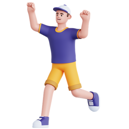 Happy Man Running  3D Illustration