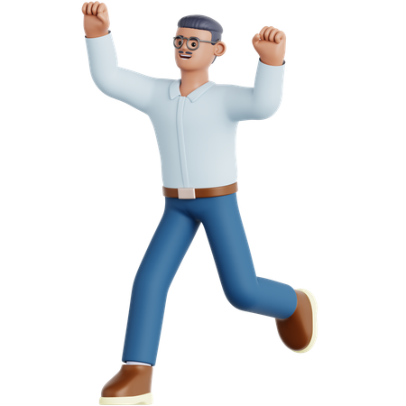 Happy Man Running  3D Illustration