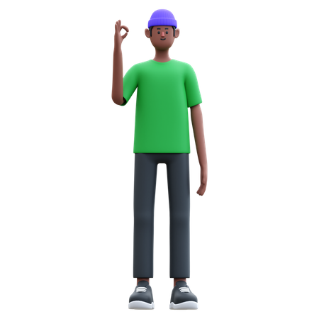 Happy man showing ok sign  3D Illustration