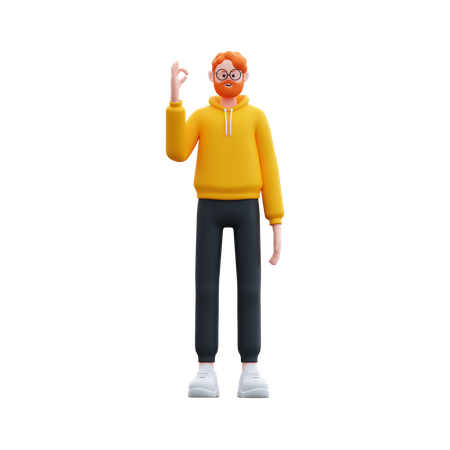 Happy man showing ok sign  3D Illustration