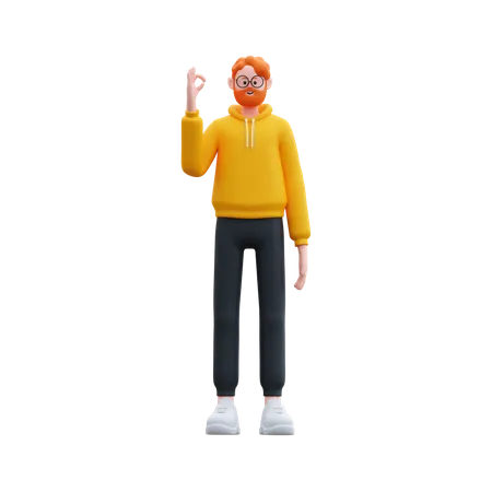 Happy man showing ok sign  3D Illustration