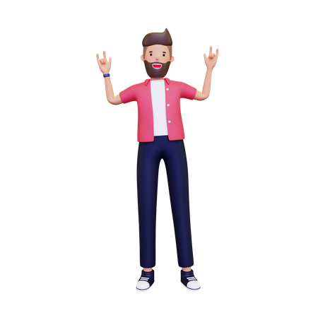 Happy man showing party pose  3D Icon
