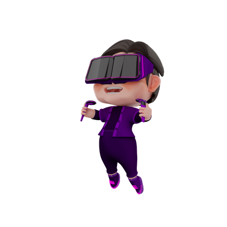 Happy man using Metaverse technology  3D Illustration