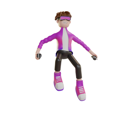 Happy man using Metaverse technology  3D Illustration