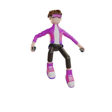 Happy man using Metaverse technology  3D Illustration