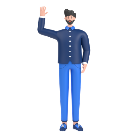 Happy Man waving hand  3D Illustration