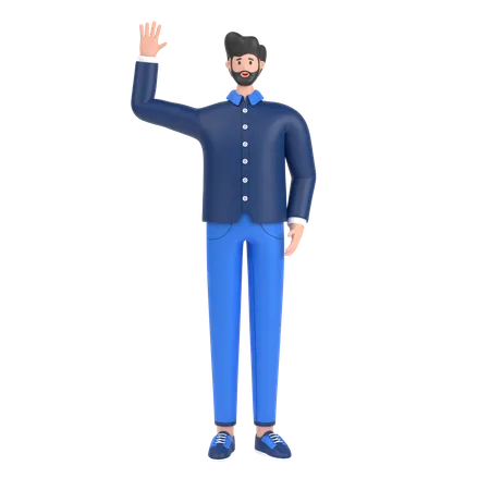 Happy Man waving hand  3D Illustration