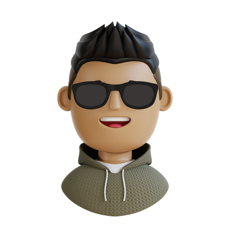 Happy Man With Goggles  3D Icon