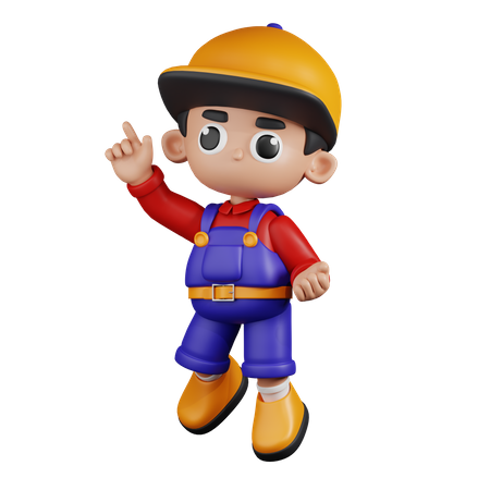 Happy Mechanic Jumping Pose  3D Icon