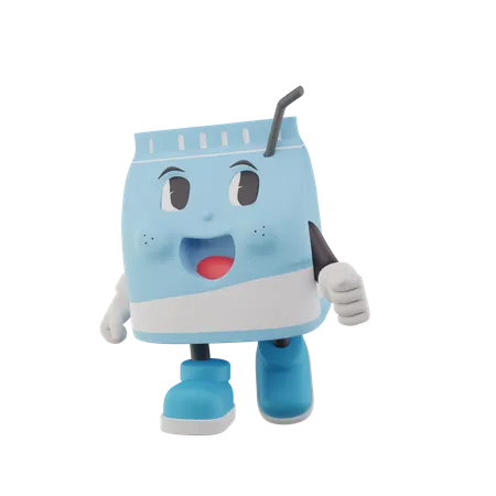 Happy Milk Box Character  3D Icon