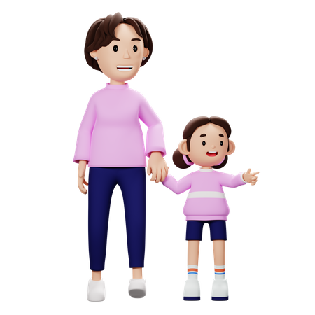 Happy Mother And Son  3D Illustration