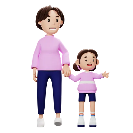 Happy Mother And Son  3D Illustration