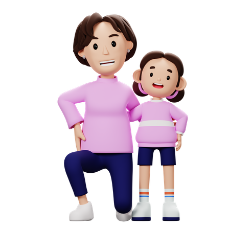 Happy Mother And Son  3D Illustration