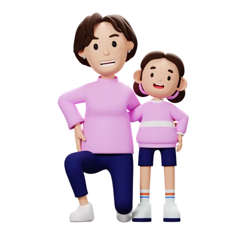 Happy Mother And Son 3D Illustration