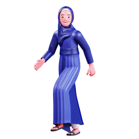 Happy Muslim Female  3D Illustration