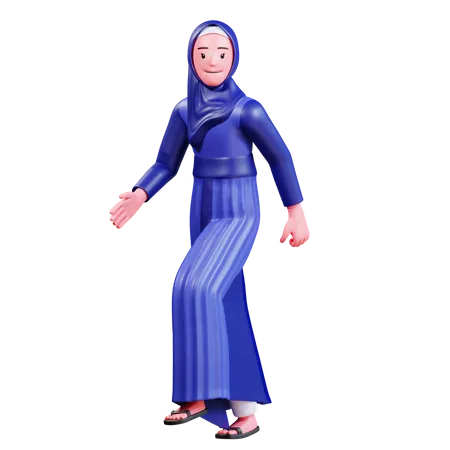 Happy Muslim Female  3D Illustration