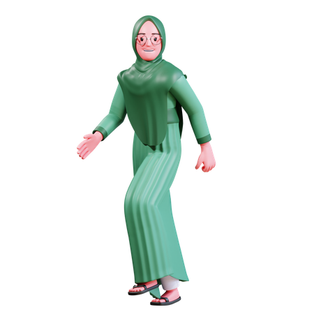 Happy Muslim Female  3D Illustration